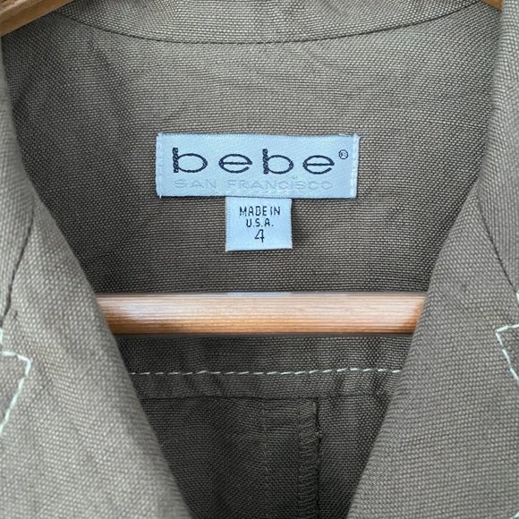 BEBE Vintage Khaki Linen Safari Tunic - Picture 6 of 7